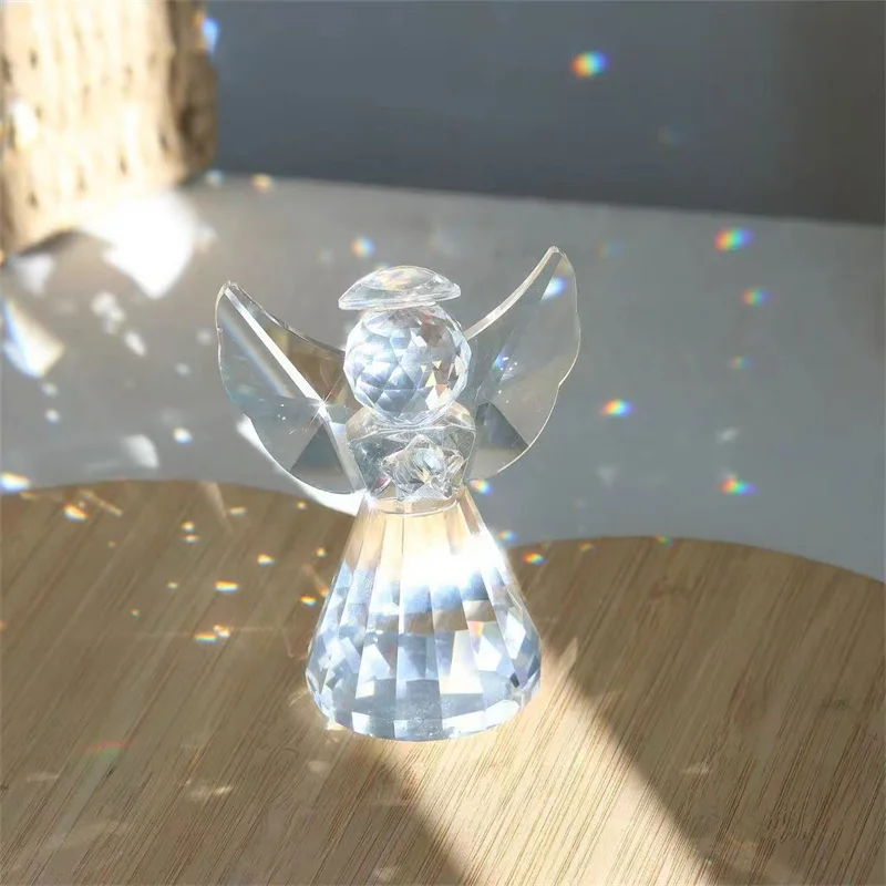 Simple Geometry Nordic Style Crystal Angel Small Ornament Glass Crafts Home Desktop Accessories Angel Guardian