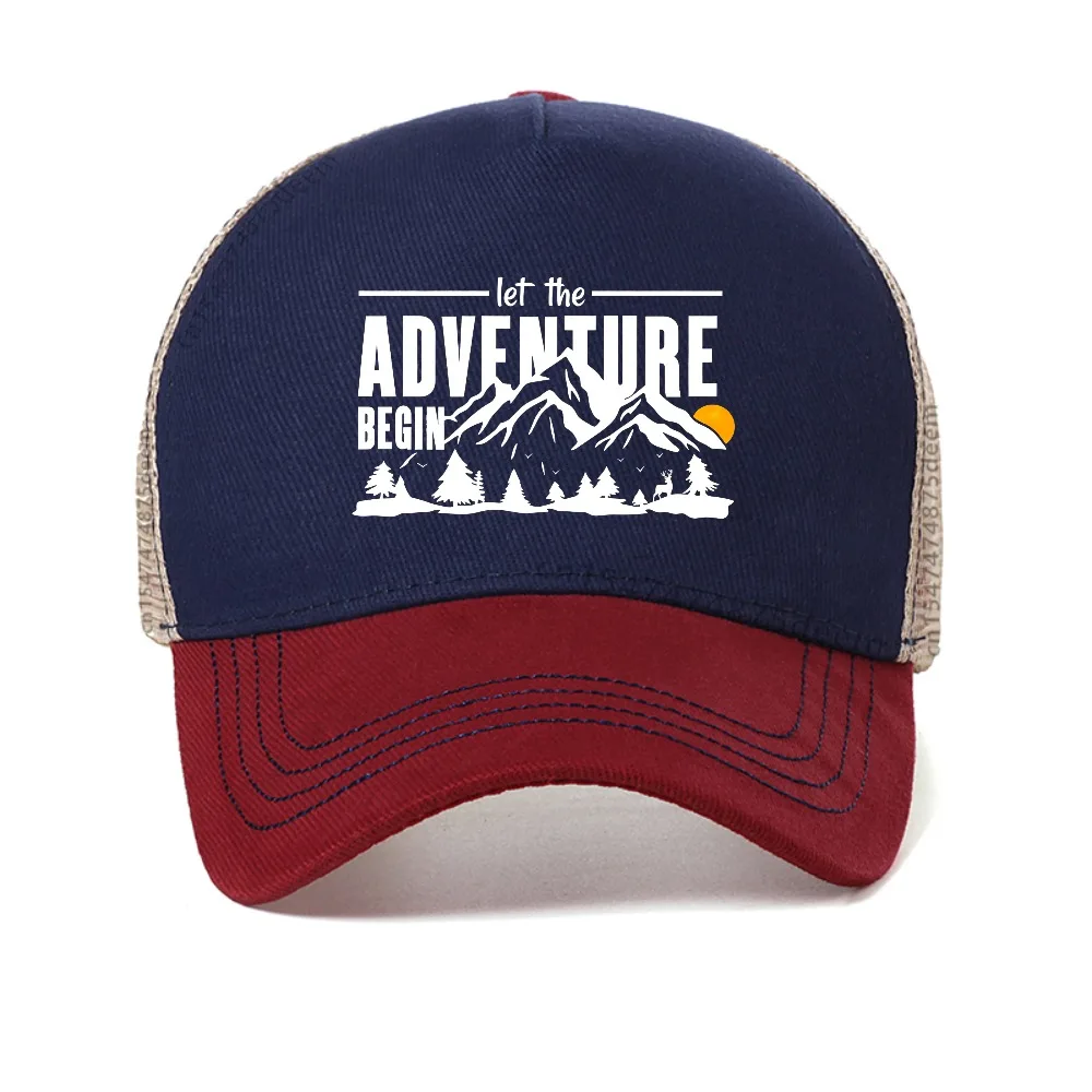 Let The Adventure Begin Airplane Travel Traveling baseball cap fashion vintage Breathable sun hat adjustable mesh Snapback hats