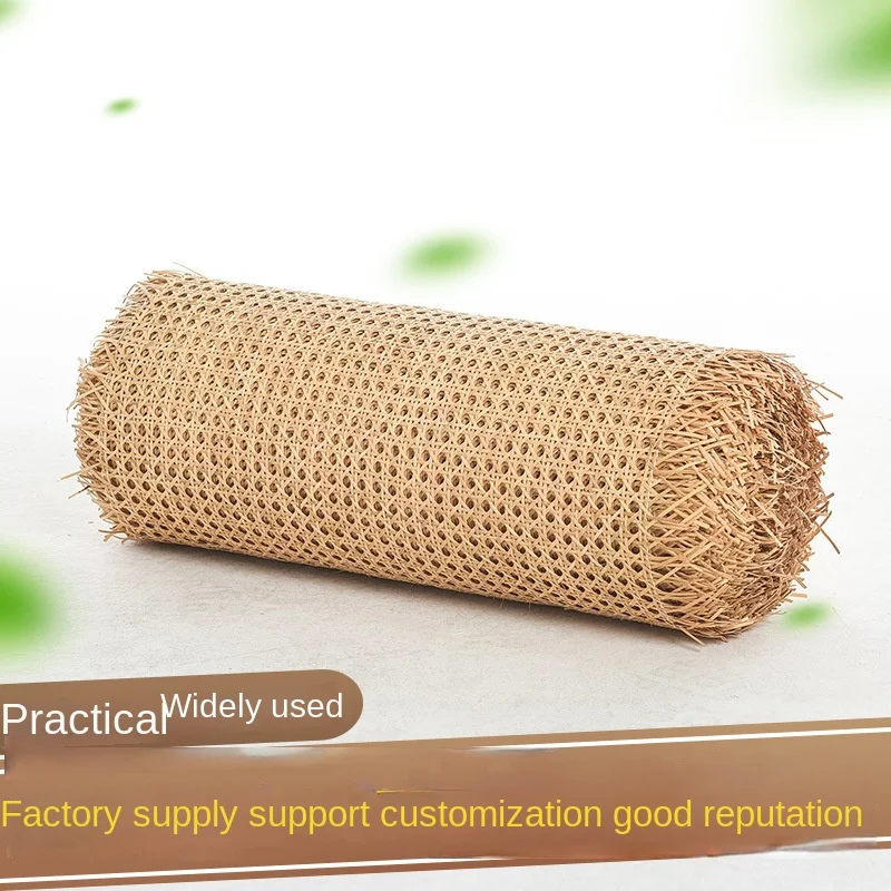 15M Plastic Rattan Webbing Indonesia for Cane Projects Woven Open Mesh Webbing Natural Rattan Roll DIY Furniture Repair Tools