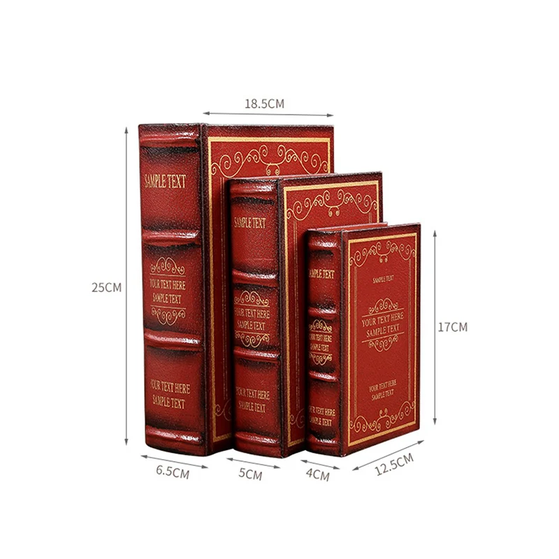 English wooden fake book Art Ornaments Luxury European retro fake book storage box Photography props home decoration Accessories