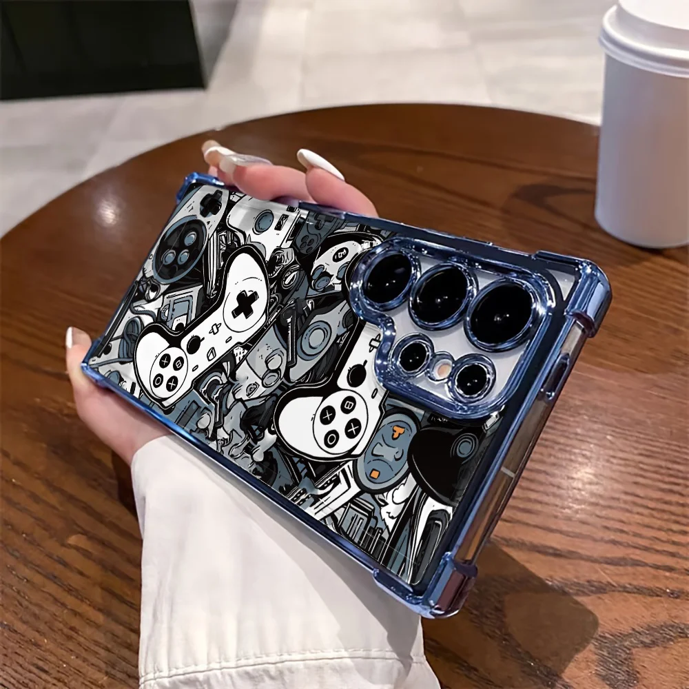 تصميم وحدة تحكم باللونين الأبيض والأسود متوافق مع iPhone 17 16 15 14 13 12 11 Pro Max Plus يتميز بتصميم أنيق ومبتكر