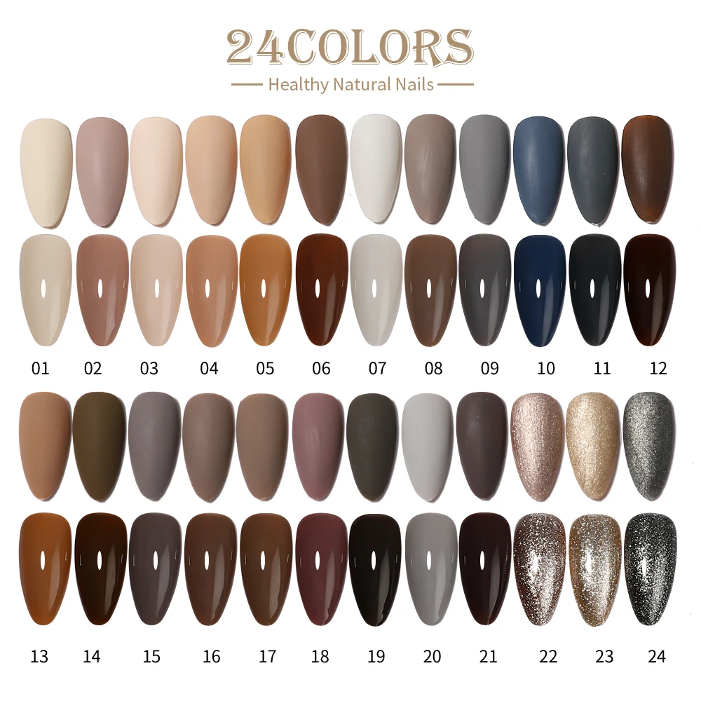 

Vendeeni New Arrival Autumn Winter Brown Blue 24colors Nail Gel Polish Set Box Collection TPO HEMA FREE Nail Polish Kit