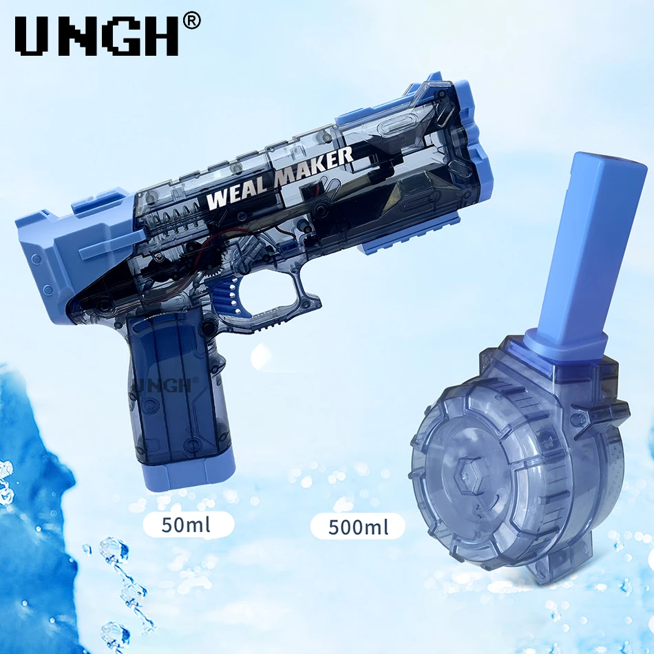 UNGH Automatic Water Gun Electric UZI Pistol Shooting Toy Summer Beach Toy For Kids Children Boys Girls Adults Water Fight Game