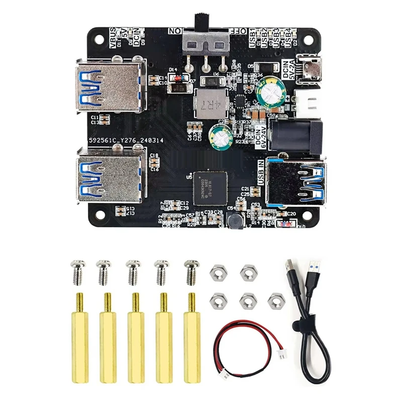 

AB47-USB Hub 3.0 Multi USB Splitter 4 USB Port With Micro-Charge Power 9-24V Power For Raspberry Pi 5/4B Jetson Ros Robotic
