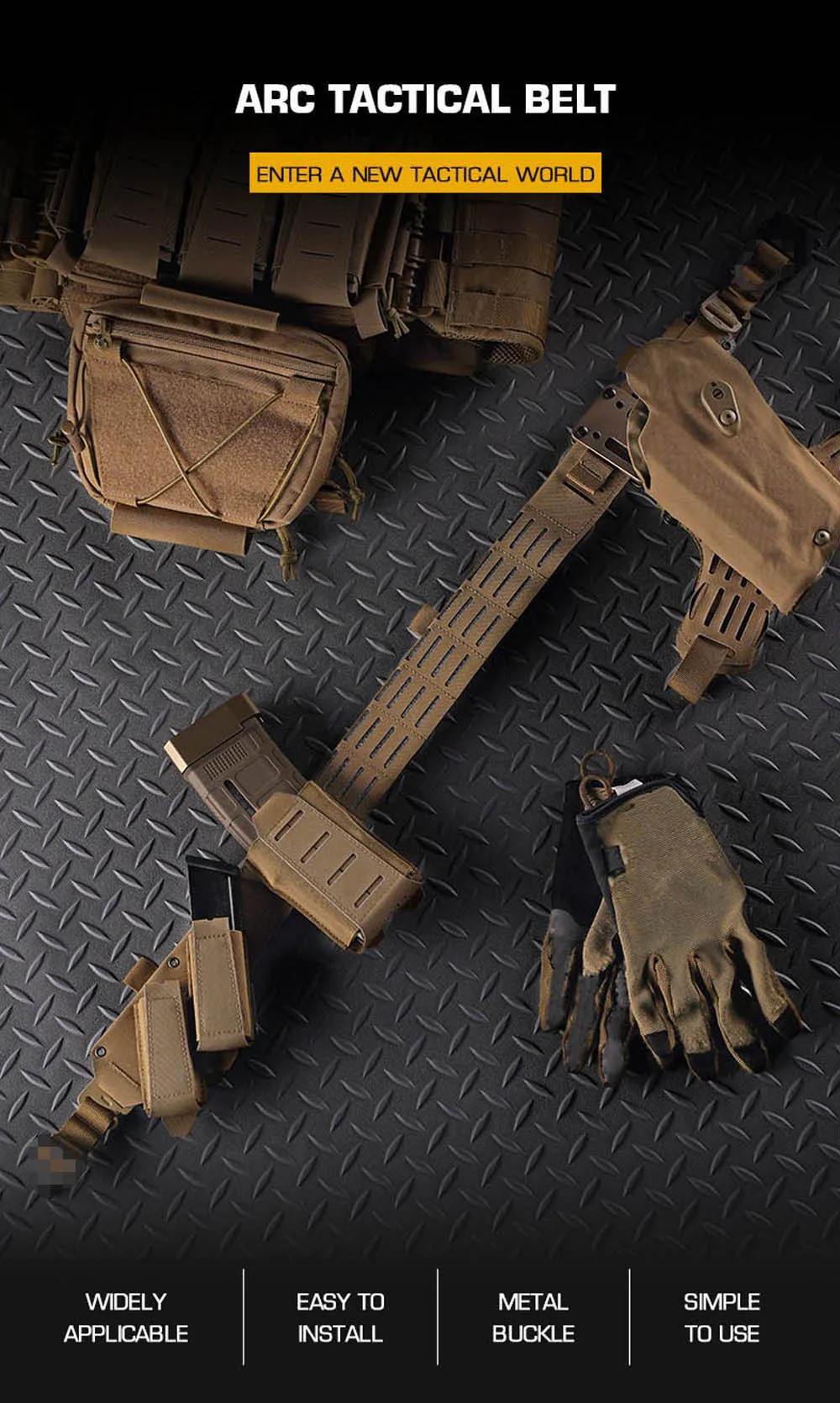 Taktischer Gürtel 2-in-1 mit Schnellverschluss-Metallschnalle für Outdoor-Jagd, Schießtraining, Airsoft, Kampfgürtel mit MOLLE-Magazintasche – Detail 1