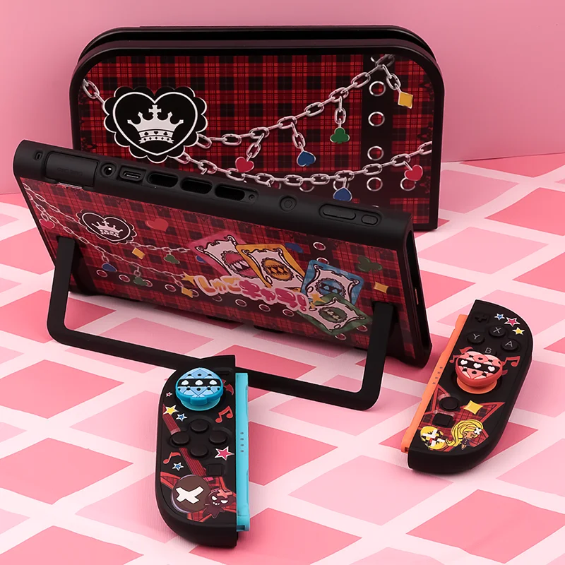 Capa protetora fofa com tema Amu compatível com Switch 2 - Shell destacável preto NS2 (2025) PC Hard Shell / Thumb Grip Caps