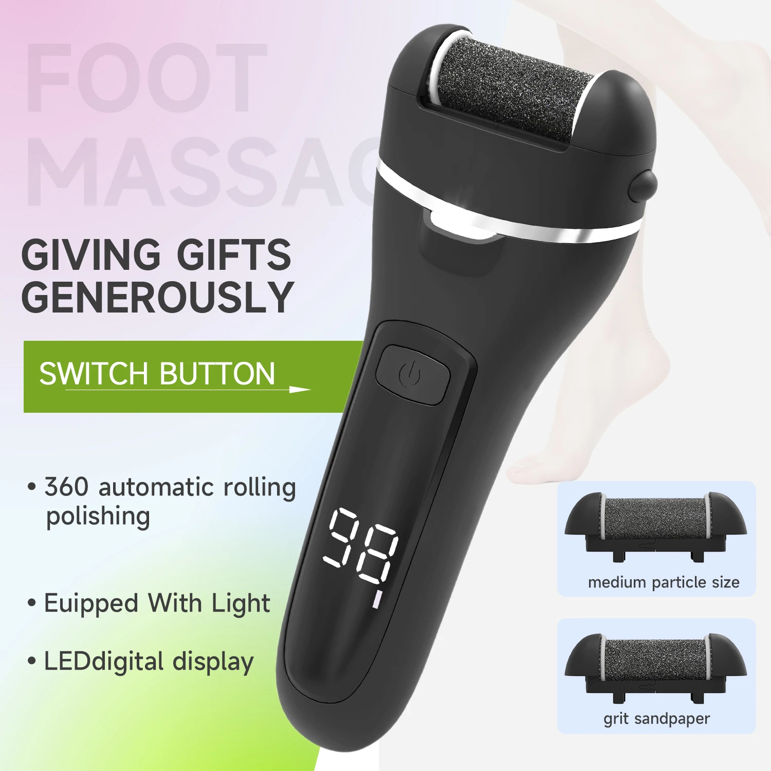 Portable USB Rechargeable Electric Foot Pedicure Tool - Callus Remover Ideal Gift for Girlfriend Mother - view 3