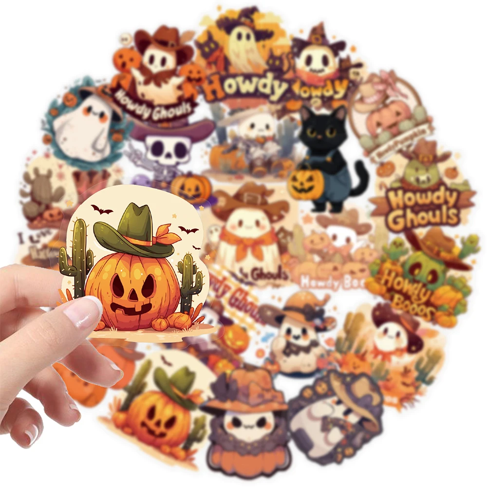 10/30/50pcs Transparent Cute Halloween Ghost Cartoon Stickers Funny Pumpkin Decals DIY Motorcycle Phone Guitar Kids Sticker Toys