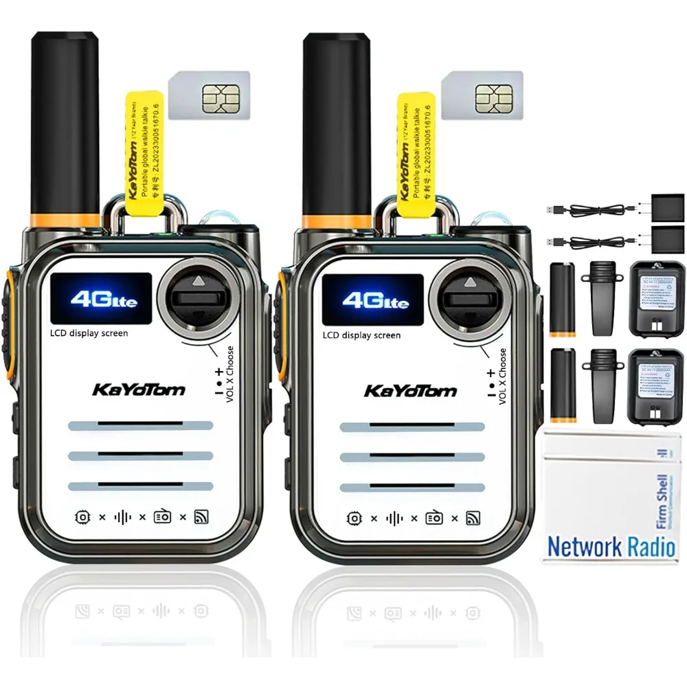 Global Walkie Talkies Rapid Radios 4G PoC Two Way Radios Unlimited Range PTT Push To Talk Over Cellular Radio (2 with SIM Card)