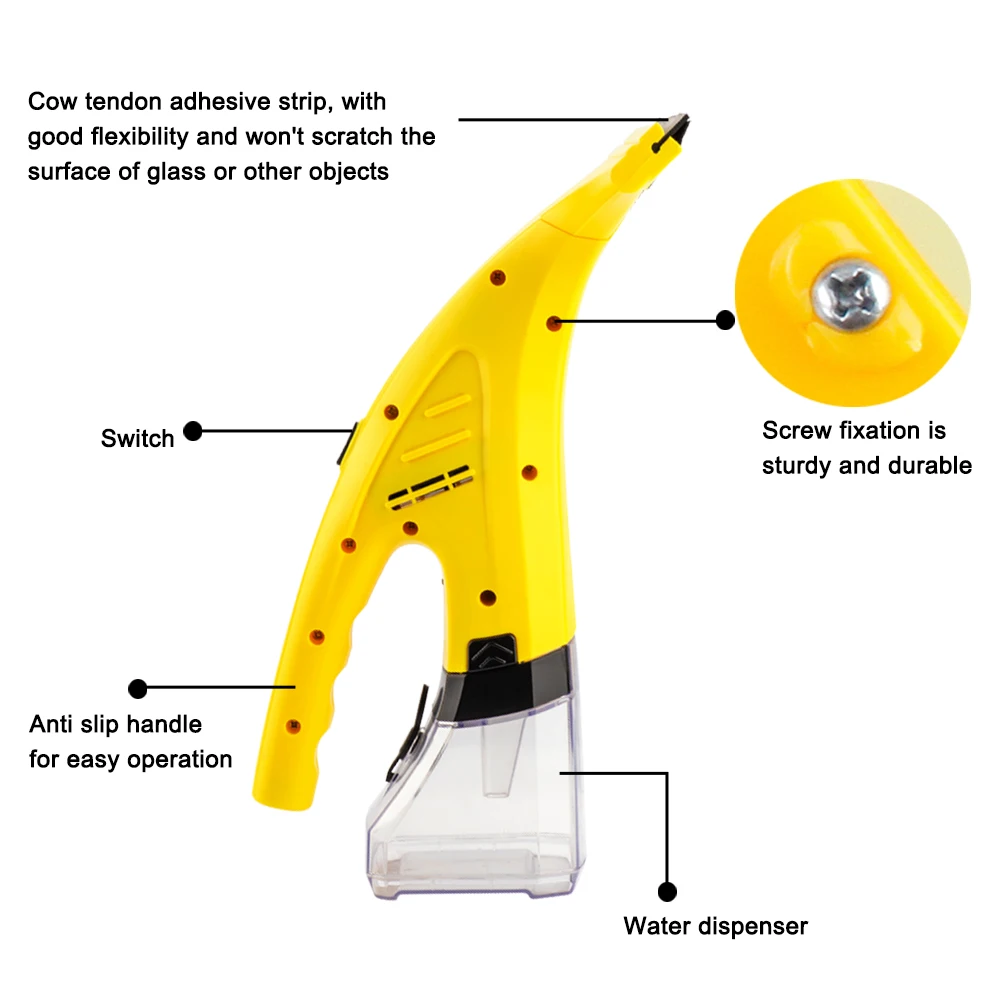 Rechargeable 2-in-1 Window Vacuum Cleaner Set Window Squeegee Electric Cleaning Tool for Tiles, Mirrors,Glass and Countertops