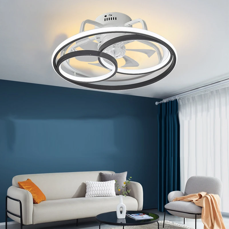 APP Remote Control  Dimming Nordic Intelligent Fan Light Color Dimming and Silent LED Ceiling Fan Light Bedroom Lighting