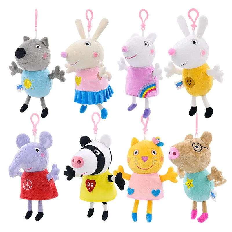 19cm Original Peppa Pig Plush Filled Kawaii Pendant Doll Toy George Friends Key Chain Home Party Peppa Pig Birthday Gift Toys