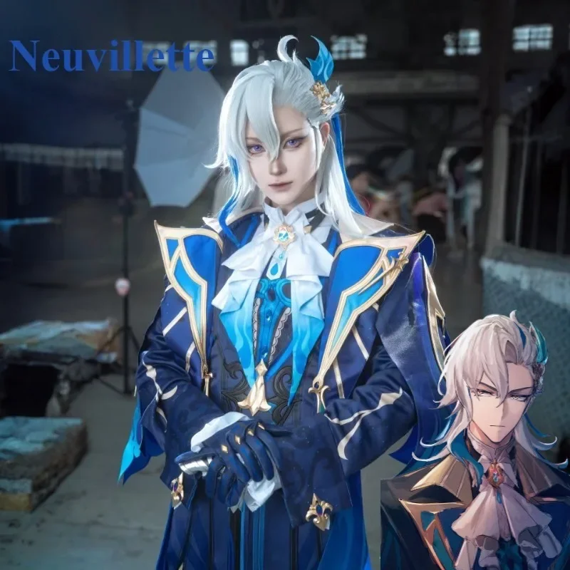 

Neuvillette Cosplay Game Genshin Impact Cool Black Costume Full Set Fontaine Hydra King Role Play Outfit Men Adults Boys