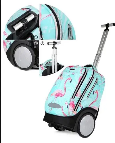 Imagen 2 del producto Bolsa de equipaje rodante para niños, bolsas escolares con ruedas grandes, mochila con ruedas, bolsas escolares impermeables para adolescentes
