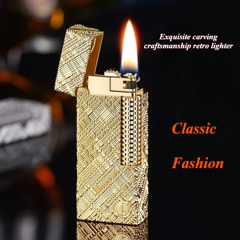 

New Classic Fashion Grinding Wheel Lighter Exquisite Carving Technology Retro Open Flame Personalized Creative Men's Lighter