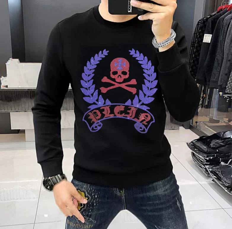 Designer Rhinestone  pullover Sweatshirts   Casual  Fashion Hip Hop  winter Streetwear drop shipping