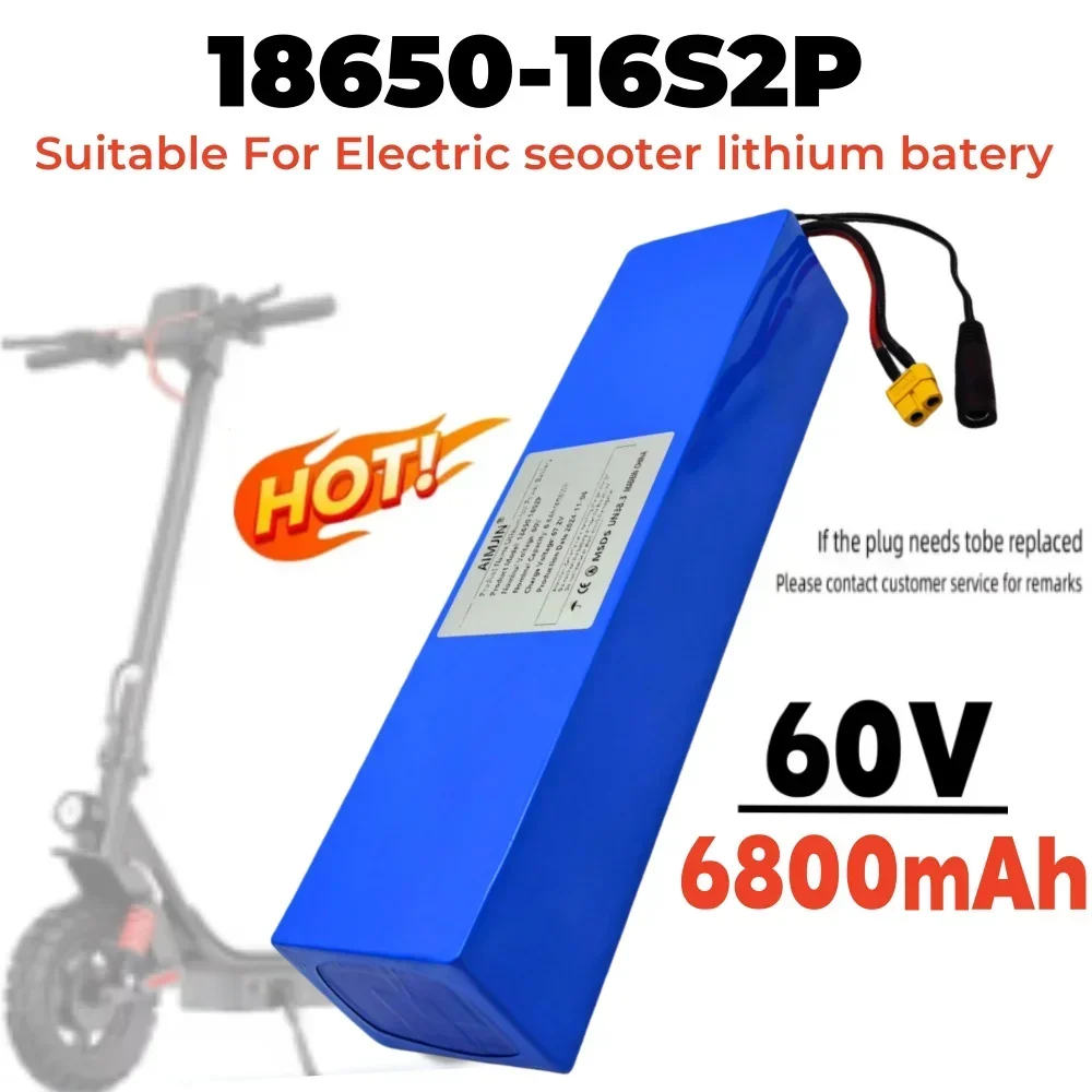 

16S2P 60V Lithium Battery pack 18650 Li-ion Battery 6800mAh Built-in BMS，Suitable for Electric Scooters/Bicycles