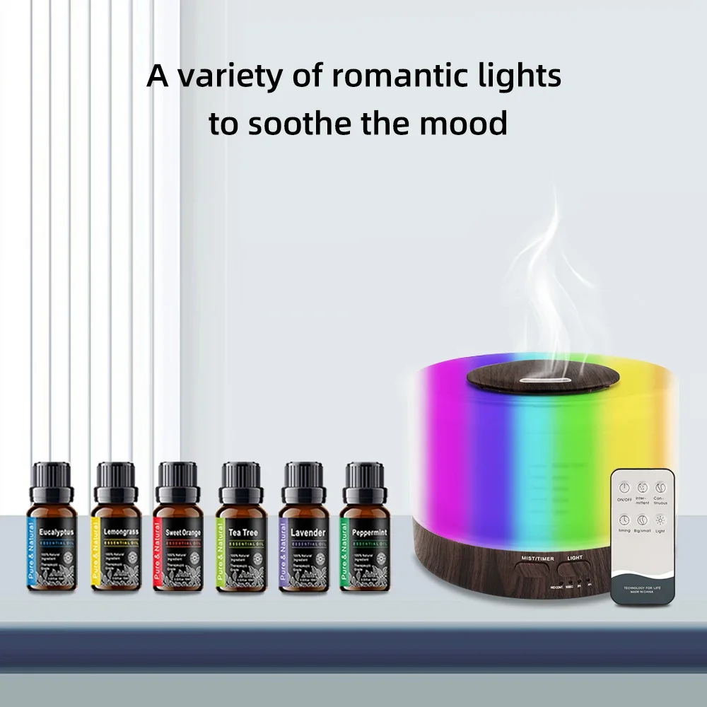 

Spa Gift Set - Wood Finish Essential Oil Diffuser with 6 Fragrance Oils & Color-Changing Night Light
