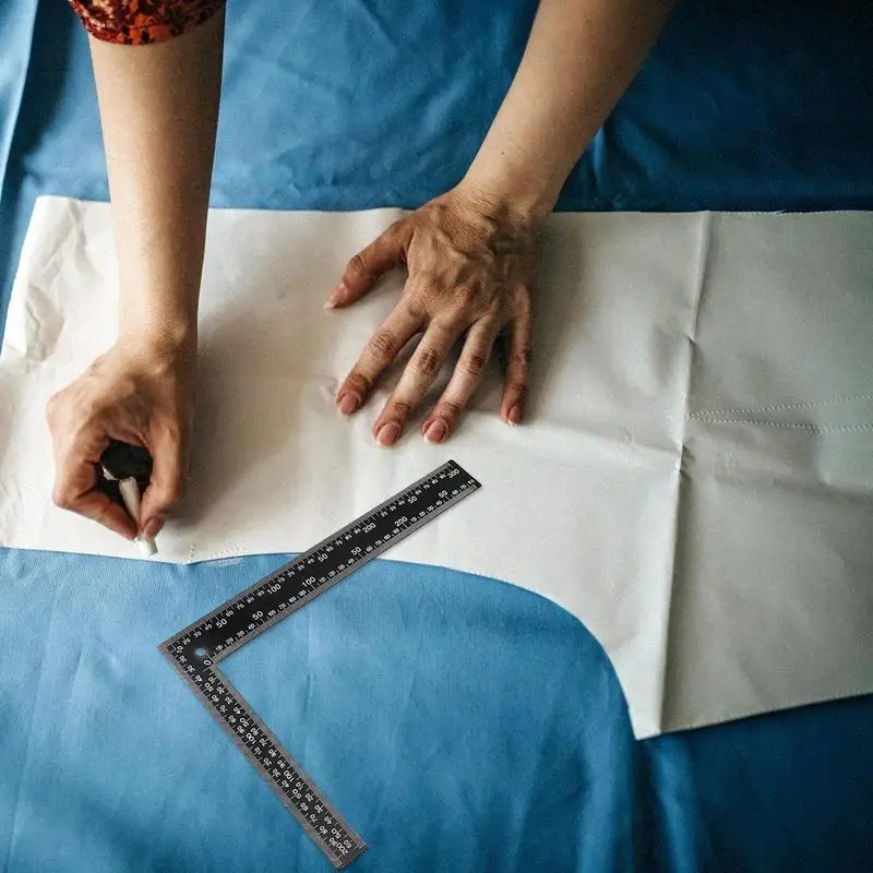 Right Angle Ruler Sewing Rulers Metal L Ruler For Carpenter Framing Handmade Sewing Measuring Layout Tools Leathercraft Black