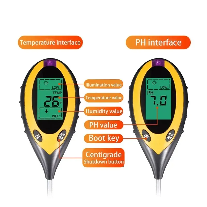 Soil PH and Humidity Tester Nutrient Water Tester High Precision Household Gardening Flower Grass Fertility Meter 1PC