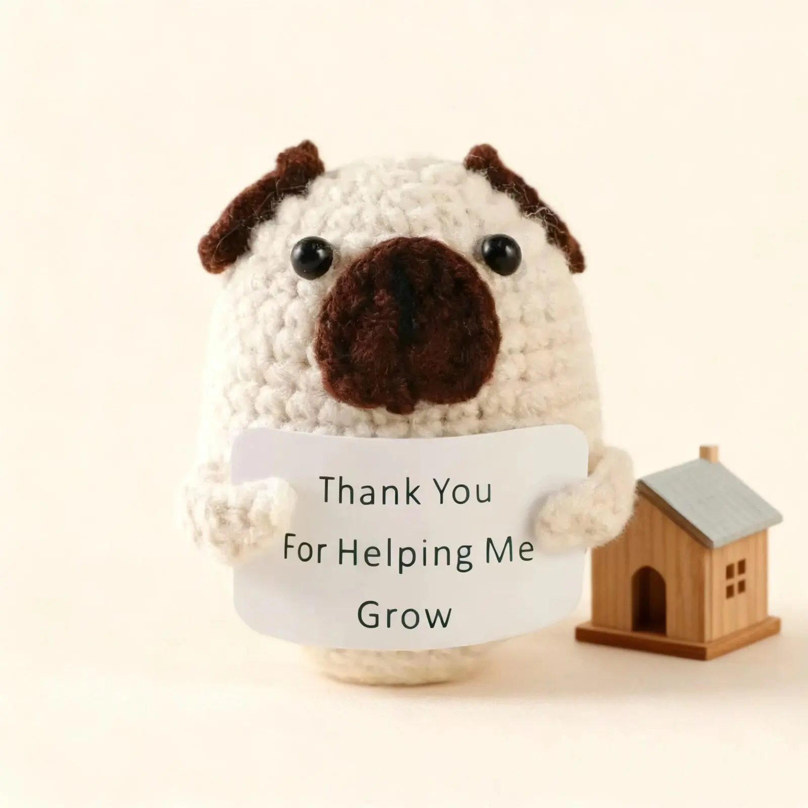Cute Crochet dog Hand Knitted Desktop Ornament Thank You Card Home Room Decor Small Gift Emotional Support 8cm