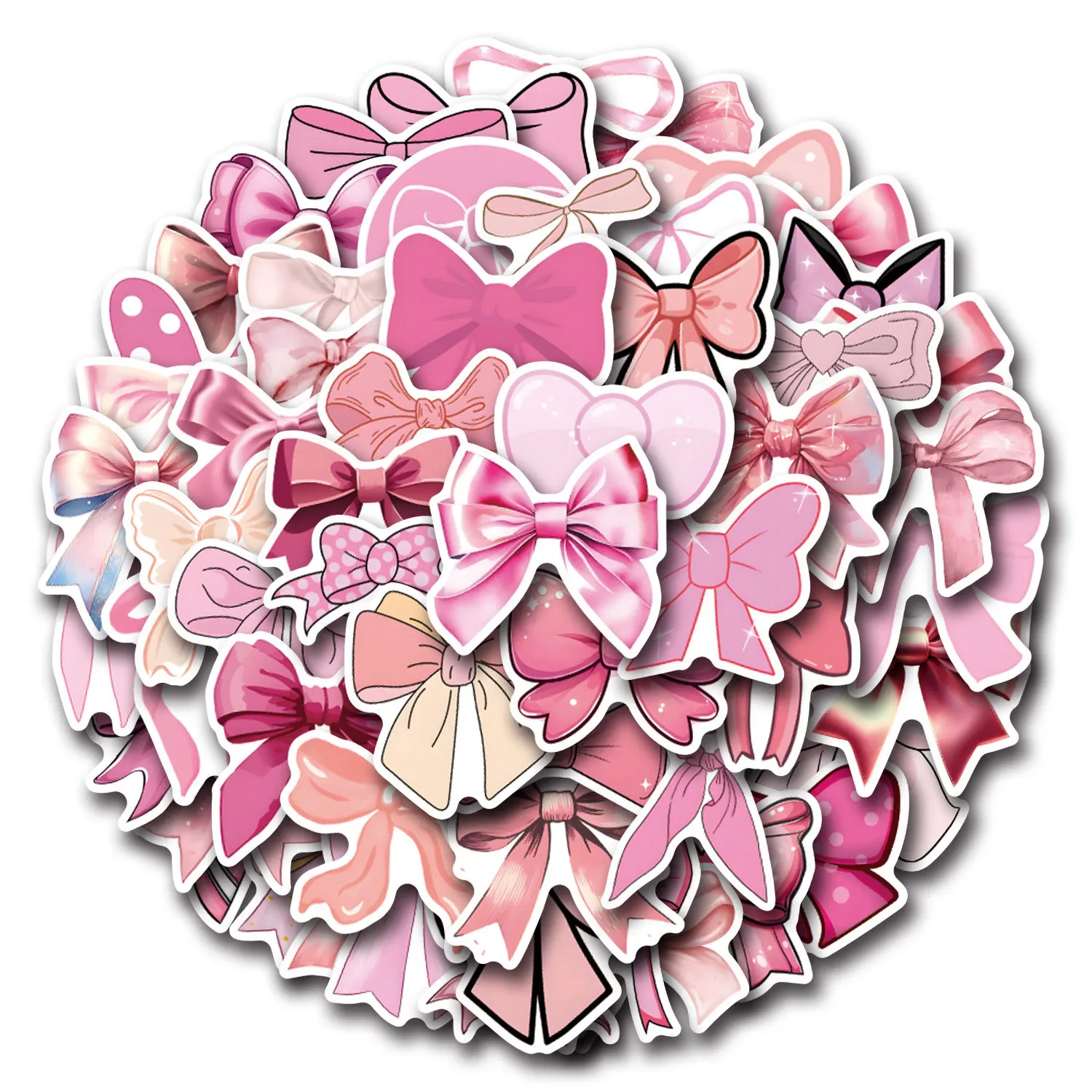

55PCS Pink Bow Graffiti INS Style Cartoon Decoration Sticker for Girls Toy Gift DIY Guitar Piano Stationery Box Scrapbook