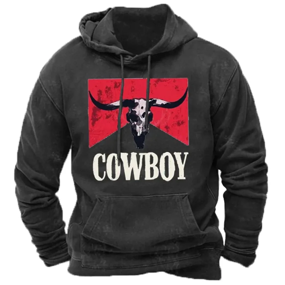 New Hoodies Sweatshirt Men\'s Hoodie 3D Cowboy Printed Pullover Oversized Men’s Tops Male Yellowstone Loose Vintage Clothes Hot