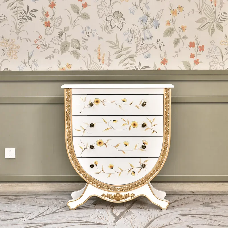 Entrance Console Table Chest Cabinet Painted Solid Wood Living Room Storage Cabinet Corridor Retro Furniture
