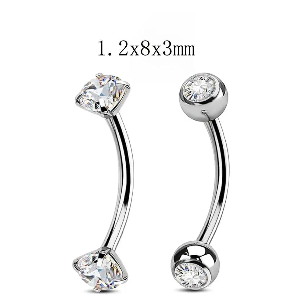 1/3PCS Set Rook Piercing Jewelry Internally Thread Earring Women Surgical Steel Eyebrow Piercing Jewelry Curved Barbell Labret