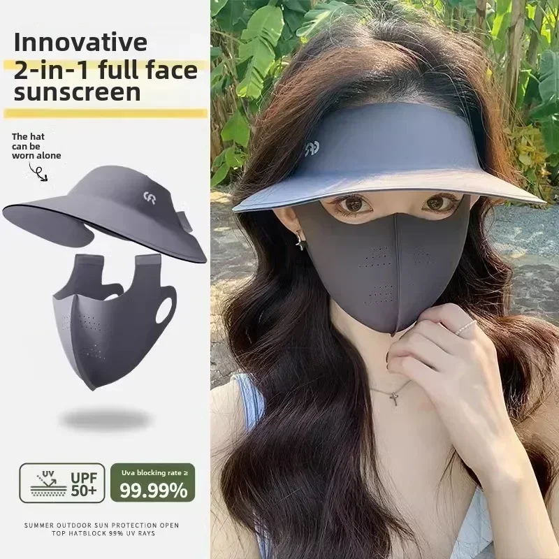 حماية نهائية من الأشعة فوق البنفسجية ووشاح للرقبة ثلاثي الأبعاد مضاد للأشعة فوق البنفسجية لفصل الصيف، قناع حماية من الشمس من الحرير الجليدي مع UPF50+ لـ