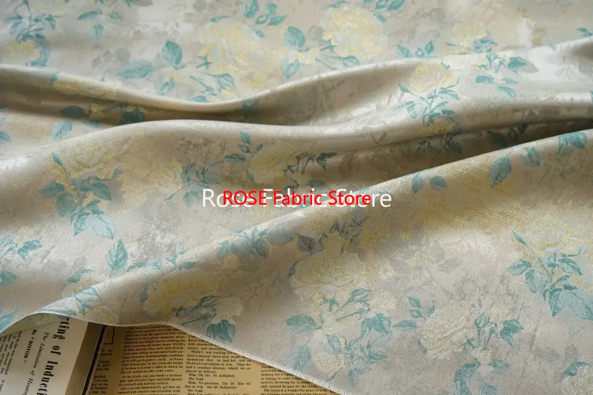 Tela Jacquard rosa de seda gris dorado de 1 metro, vestido sencillo y elegante para mujer, falda, bolso, tela de costura decorativa
