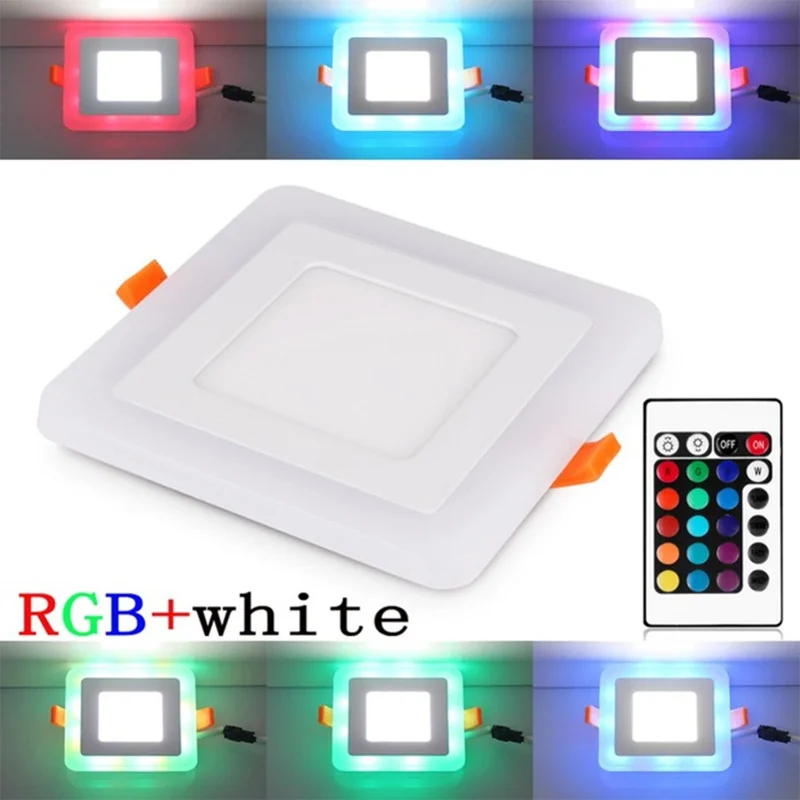 Lampa sufitowa LED RGB Wpuszczana lampa sufitowa LED 110V 220V Zmienny kolor Zdalne sterowanie Oświetlenie sufitowe wewnętrzne