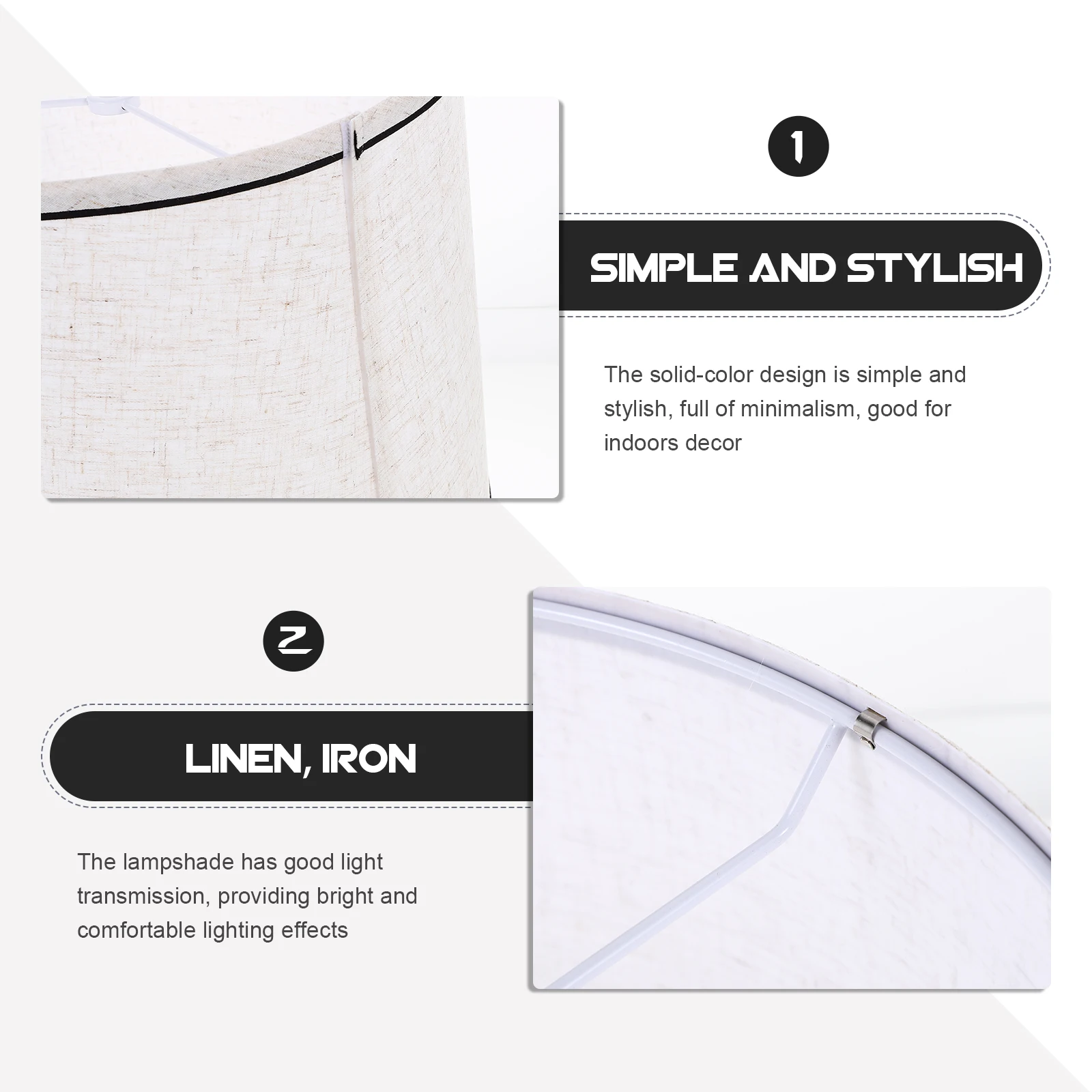 

Modern Linen Lampshade Replacement Solid Color Fabric Light Cover Iron Frame For Bedroom Living Room Decorative Lighting Small