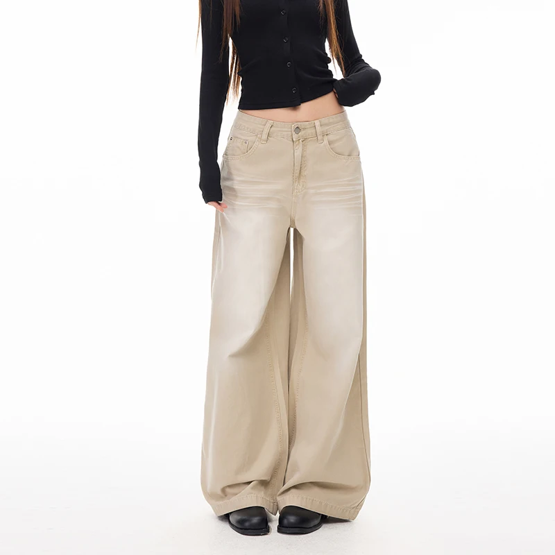 Women Low Waist Wide Leg Jeans Loose Baggy Floor Length Denim Trousers Vintage Casual Long Pants For Y2K Streetwear Daily