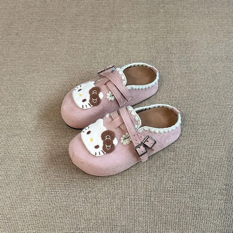 

Женские сабо Hello Kitty на платформе в стиле ретро с закрытым носком, без застежек - Sanrio Kawaii, мультяшные, на толстой нескользящей подошве, для улицы