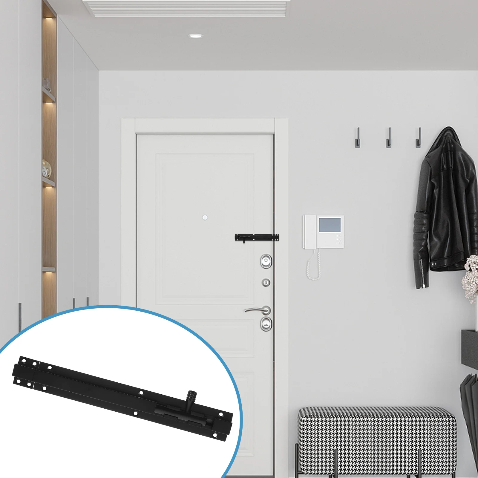 

Adjustable Replacement Anti-theft Door Security Barrel Bolt Heavy Duty Black Thick Material Rust Resistant Easy Install Kitchen