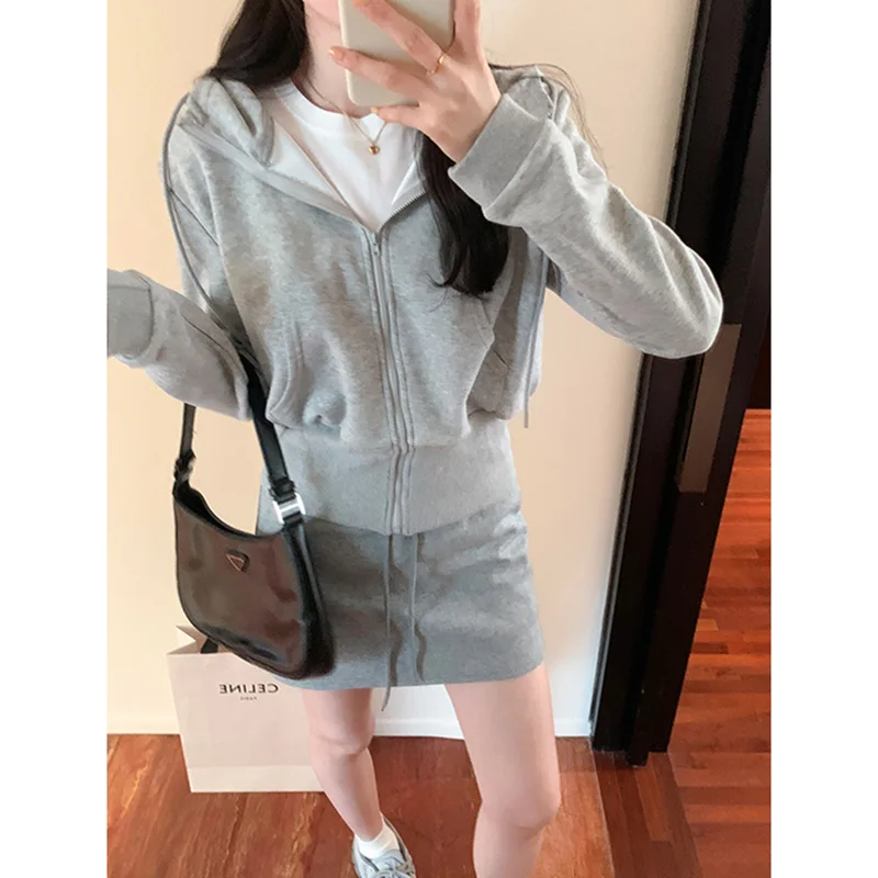Streetwear Gray Sweatshirts Clothing For Women Casual Loose Harajuku Hoodies Female Vintage Women's tops