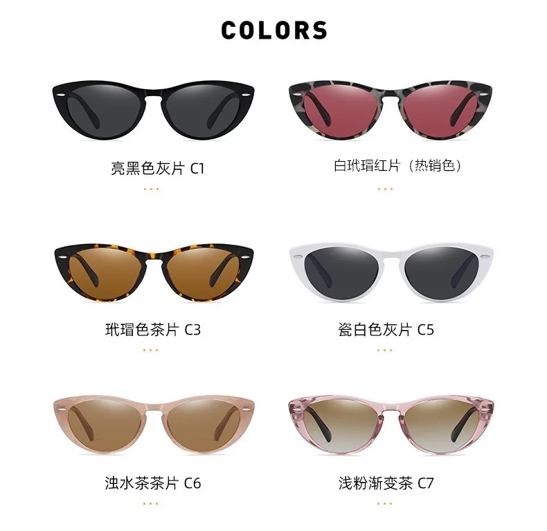 Neue Vintage-Sonnenbrillen für Damen und Herren, sexy Retro-Sonnenbrillen mit kleinem Cat-Eye-Design, runde, farbenfrohe Brillen für Frauen und Männer. – Detail 4