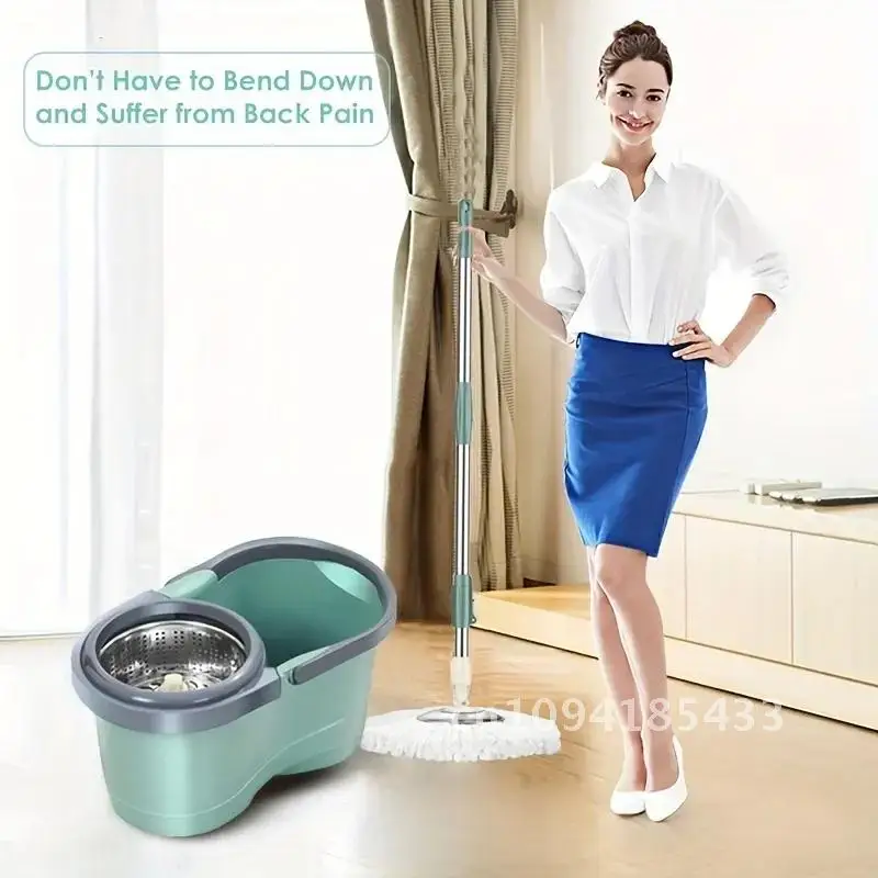 1set Automatic Rotating Mop /3pcs Mop Replacement Head, Clean Microfiber Tow Bucket Lazy Magic Mop Bucket.