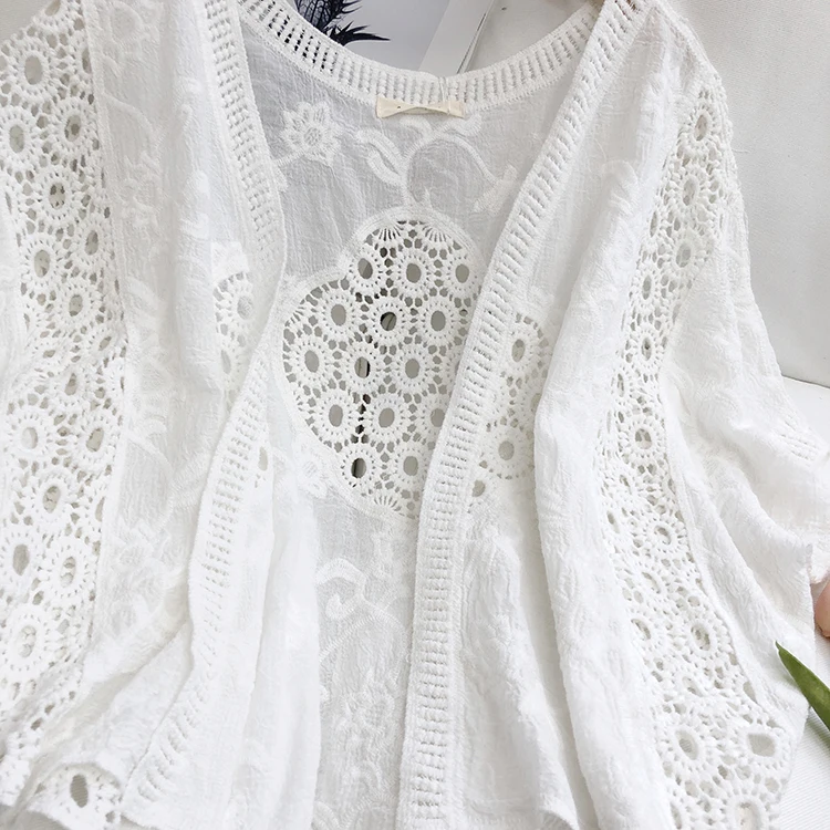 

Ele Lace Open Cardigan Women's ort Sle Holiday Sun Protection Outerwear Air Conditioning irt Hollow out Peach Color...