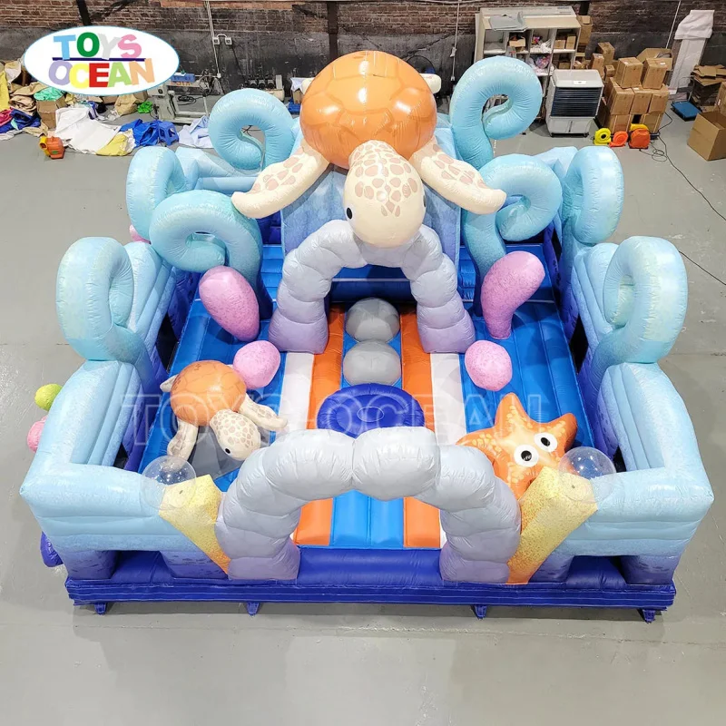 Toys Ocean Playground Turtle Inflatable Amusement Park Bouncing Castle Obstacle Course Suitable for Kids Commercial Activities