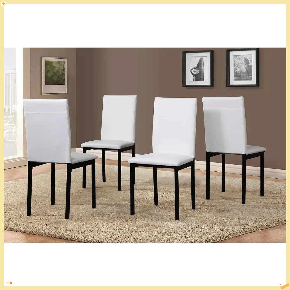 Set da pranzo in metallo da 5 pezzi con piano in finto marmo laminato, tavolo bianco con sedie bianche 45 x 28,5 x 30 pollici