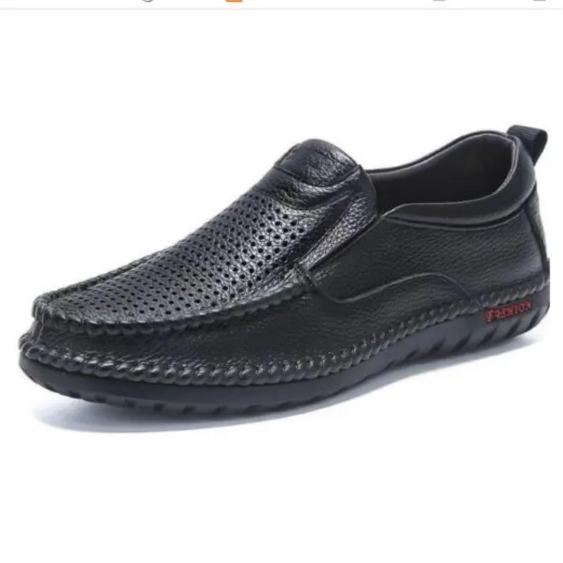 New first layer cowhide men's genuine leather shoes slip-on single shoes men's leather soft surface non-slip loafers shoes M1032