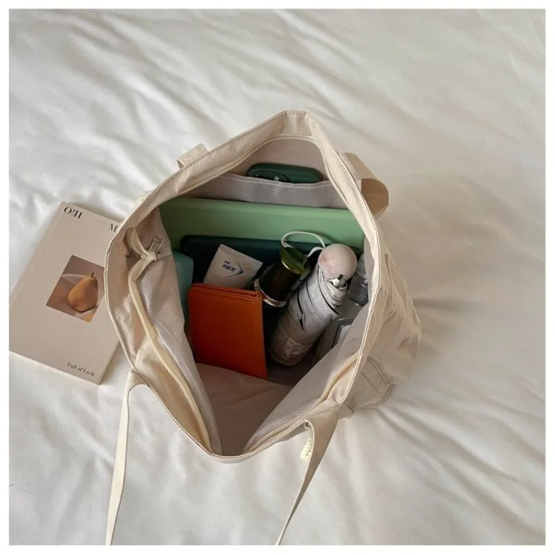 CEEKAY Nylon-Tragetasche mit Reißverschlussfach vorne, Seilanhänger, Tragegriff, vielseitig einsetzbar, für den täglichen Gebrauch, lässig, große Kapazität, Damenhandtasche – Detail 12