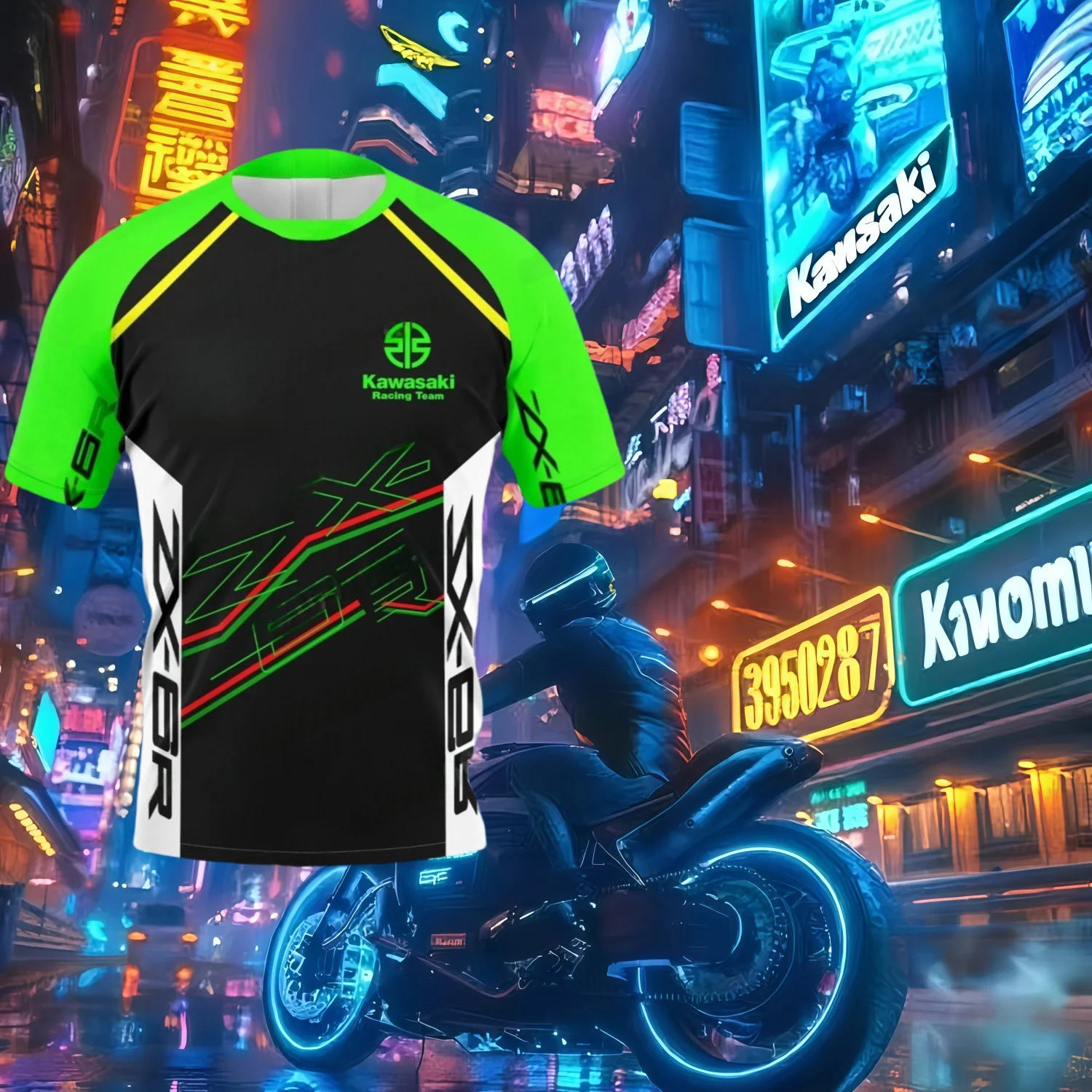 

Kawasaki Motorcycle Racing Team Men T Shirt Summer Short Sleeved 2025 New Fashion Sports Quick Drying T-shirt Men Cool Clothing