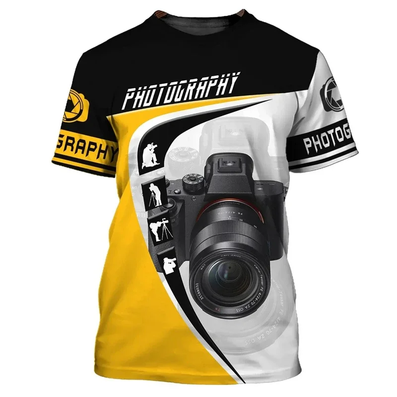 Fashion Funny Camera Photography T-Shirt 3D Print Men's Short Sleeve T-Shirt Streetwear Oversized Harajuku Tops  Clothing