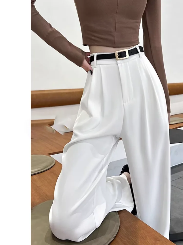 

Women Wide Leg Suit Pants High Waist 2024 New Style Pink Y2k Baggy Trousers Casual Gray Pants Office Elegant Ladies Chic