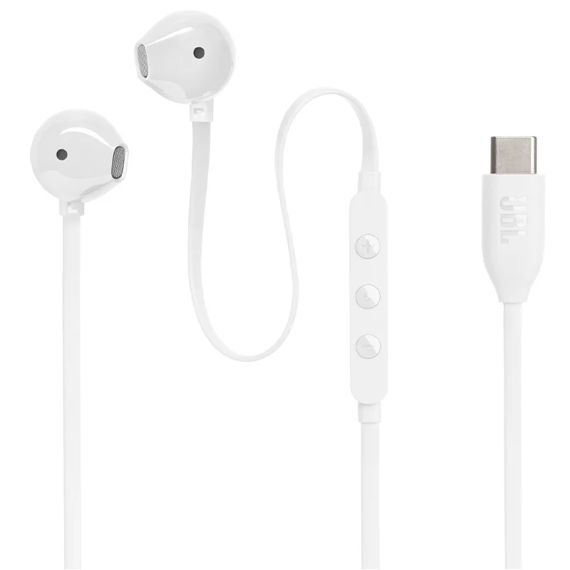 سماعات رأس سلكية أصلية JBL T305C، شبه داخل الأذن، واجهة من النوع C لهواوي وأبل. JBL Pure Bass، ميكروفون مدمج، خالي من التشابك.