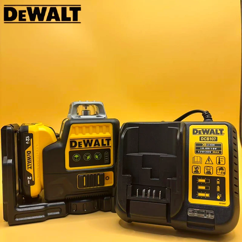 Dewalt DW089LG Green Light Laser Level Meter, 3*360° Horizontal Vertical Lines, 12V Lithium Battery Outdoor Layout Tool