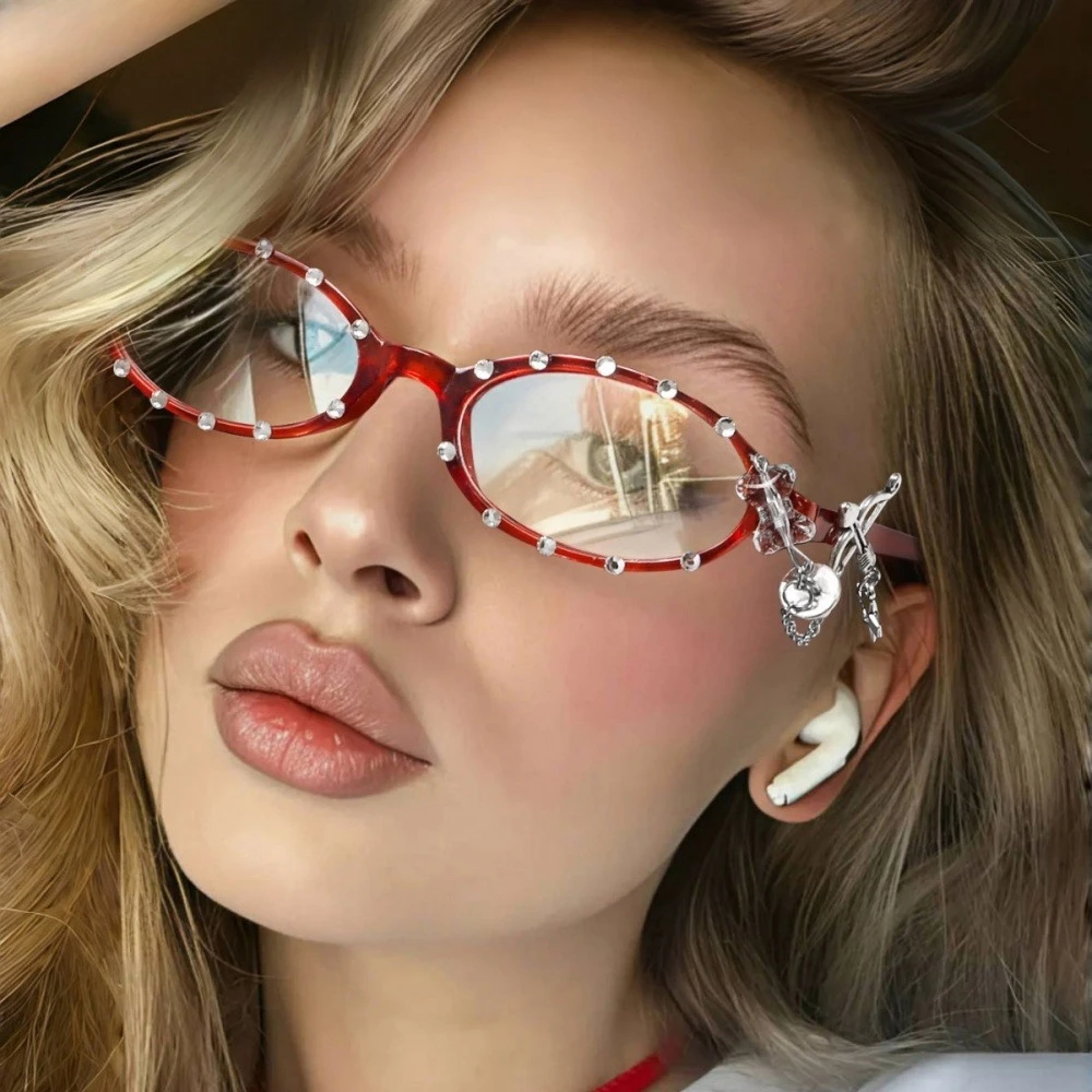 

Y2K Red Angel Cupid Anti Blue Light Glasses Retro Original Hanging Chain Eyeframe Sweet Niche Ins party Decorative accessories